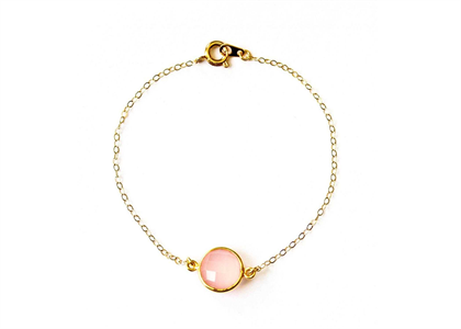 Gold Plated Delicate Light Pink Gemstone Bracelet